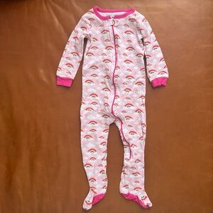 LEVERET Rainbow Clouds snd Hearts 100% Cotton Footies, 18-24mo